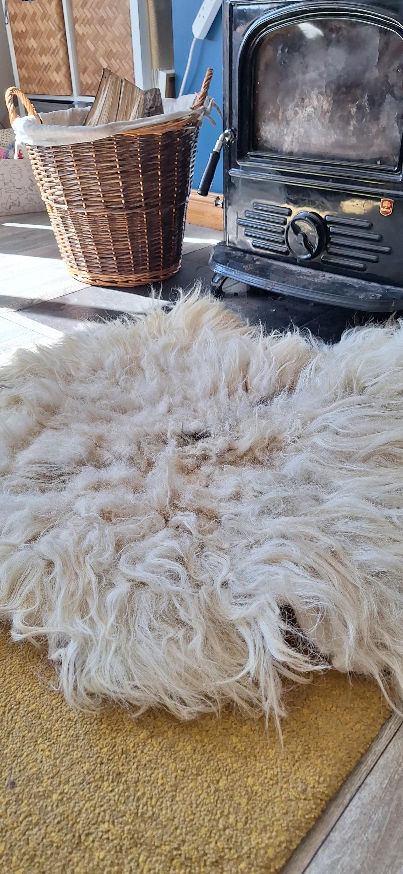 Felted rug. A rug made out a beautiful soft fleece ideal for adding warmt and texture to a sitting area or bed.