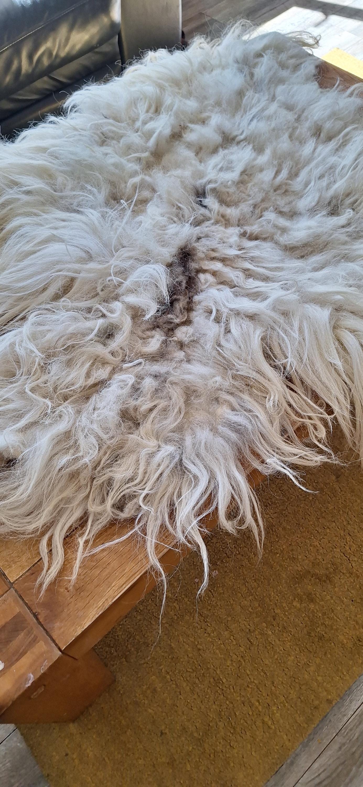 Felted rug. A rug made out a beautiful soft fleece ideal for adding warmt and texture to a sitting area or bed.